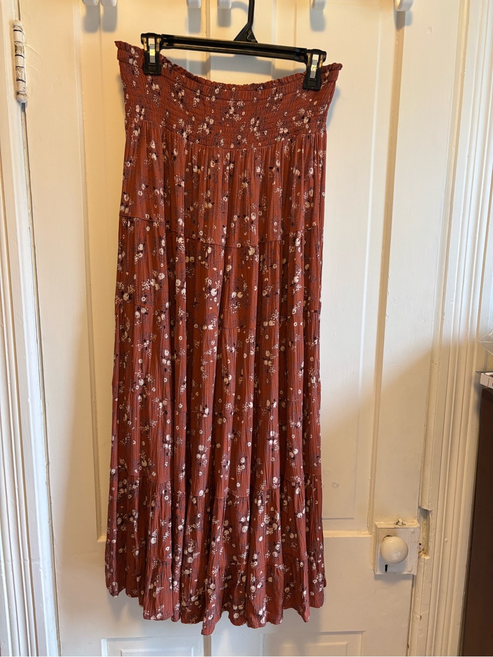 Sivana Rust Brown Floral Tiered Maxi Skirt Size Large